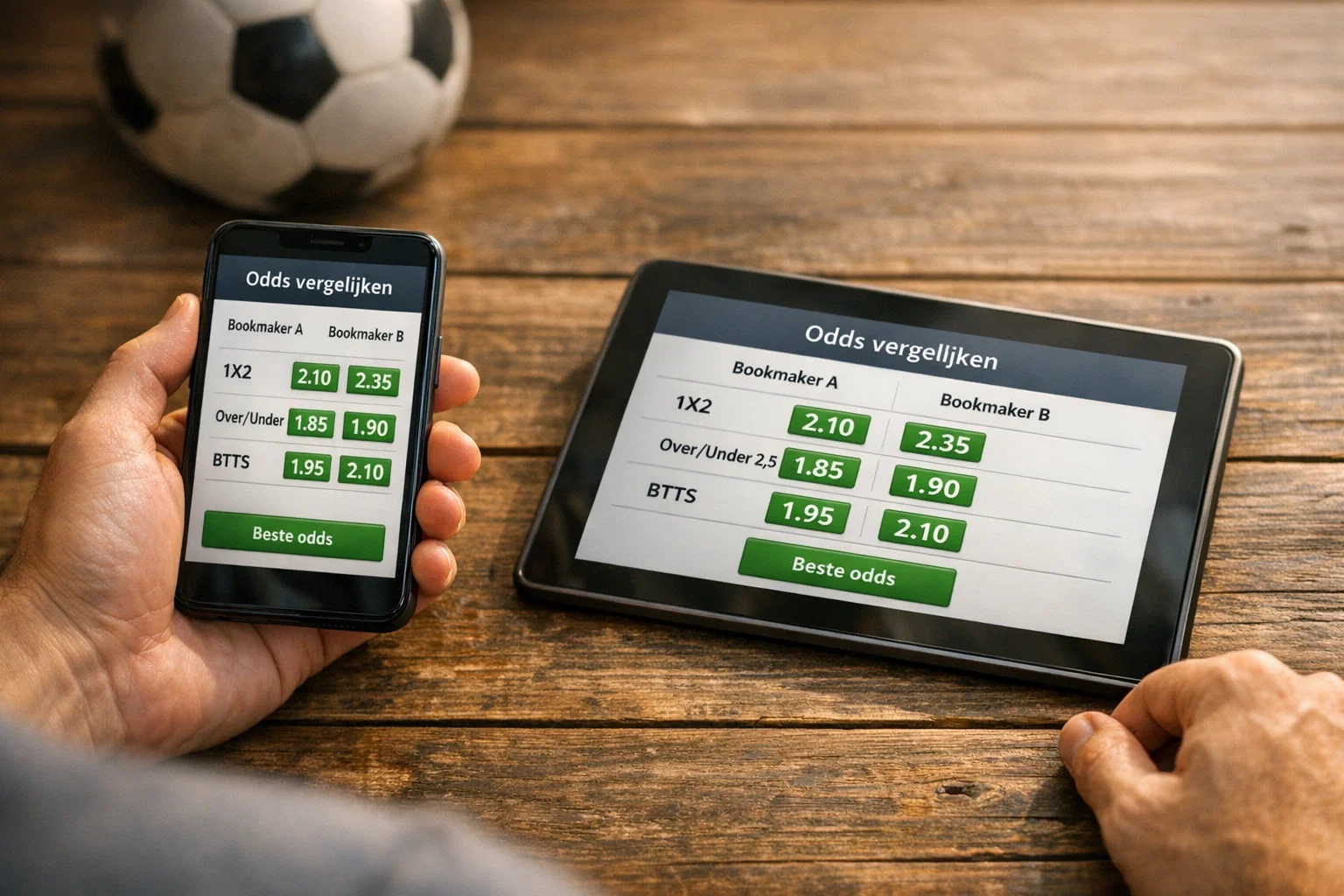 Odds vergelijken voetbal bookmakers